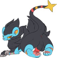 1boy alpha_channel alternate_color animal_genitalia animal_penis anus ass canine canine_penis chains feet feline feral furry half-closed_eyes hi_res knot looking_at_viewer luxain luxray male mammal model_sheet nintendo original_character pantherine paws penis pokémon_(species) pokemon pokemon_(species) pokemon_dppt red_fur solo stockings tail testicles text video_games