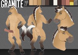 1boy animal_genitalia animal_penis anthro ass balls caffeinatedcreep enro_the_mutt equid equine equine_penis erection genitals granite_(horse)_(granitethewolf) hooves horse horsecock looking_at_viewer male male_only mammal mane model_sheet nude penis solo standing