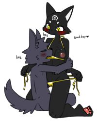 2025 4:5 absurd_res anthro bikini bikini_bottom bikini_top biped blue_body blue_fur blush breasts canid canine canis chest_tuft closed_smile clothing digital_drawing_(artwork) digital_media_(artwork) dog_tail domestic_cat duo eyelashes eyes_closed facial_markings felid feline felis female forehead_markings fur fur_tuft gold_bikini good_boy grey_body grey_fur head_markings head_tuft hi_res interspecies kneeling looking_at_another looking_at_partner male male/female mammal markings medium_breasts mostly_nude mostly_nude_anthro mostly_nude_female mouth_closed navel nifram_logan nude nude_anthro nude_male pizademokttero plantigrade simple_background sitting sitting_on_ground slim slim_anthro slim_female slim_male smile swimwear tarahe three-quarter_view tuft two-piece_swimsuit undressing_another undressing_self white_background wolf yellow_eyes