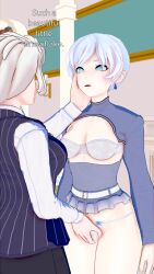 bra dialogue female female_only hand_on_pussy mind_control mother_and_daughter panties partially_clothed perfect_idiot rwby symbol_in_eye tagme weiss_schnee white_hair willow_schnee