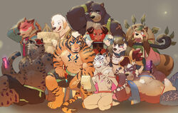 2020 anthro aoba_(kemo_coliseum) armpit_hair bandana big_muscles black_nose blue_eyes body_hair book bottomwear bovid bovine brown_body brown_fur brush canid canine canis cattle cellphone closed_eyes clothed clothing darius_(kemo_coliseum) domestic_dog drawing erection felid fox fur grey_body grey_fur group hair hat headgear headwear hi_res holding_book holding_brush holding_object holding_paintbrush holding_smartphone horn husky kemo_coliseum lambert_(kemo_coliseum) leaf lef_(kemo_coliseum) male male_only mamaduo mammal muscular muscular_male nipples nordic_sled_dog null-ghost_(character) orange_body orange_fur paintbrush pantherine phone pink_nose raccoon_dog red_eyes rubido_(null-ghost) scar smartphone spitz spots spotted_body spotted_fur striped_body striped_fur stripes tan_body tan_fur tanuki tharsix tied_hair tiger topless topwear ursid volga white_hair