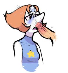 1boy 1girls big_nose clothed cum cum_in_nose cum_on_face female impiccato nosejob orange_hair pearl_(steven_universe) penis penis_on_face steven_universe tears white_skin