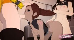 blake_belladonna blender breasts dark-skinned_female female futa_on_female futanari ilia_amitola light-skinned_futa multiple_futa nyahs3d penis rwby spitroast yang_xiao_long