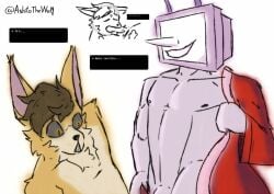 2boys 2male anthro black_nose blowjob blowjob_face blush blush_lines closed_eyes clothed clothing coat coat_open coat_removed deltarune fellatio fellatio_face fellatio_gesture fox fox_ears fur furry furry_ears furry_male gay gay_male looking_at_penis looking_down looking_down_at_penis male male/male male_only muscular muscular_male naked naked_male nipples nude nude_male open_clothing open_mouth orange_body orange_fur orange_skin presenting presenting_hindquarters presenting_penis presenting_self smile smiling smiling_at_partner spanish_text speech_bubble spike_alvarez spikefox sucking sucking_penis surprised surprised_expression tenna_(deltarune) yaoi yellow_eyes yiff youtube youtube_hispanic ashitothewolf