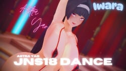 1girl 3d absurdres astra_yao bikini black_bikini black_hair blunt_sidelocks blush commentary_request curvy dancing earrings gloves hairband half_gloves highres iwara.tv jewelry jns18 koikatsu long_hair meme multicolored_bikini music pink_hair pornography_production red_bikini ring_hair_ornament sidelocks sike361 single_half_glove smile stage swaying_hip swimsuit undressing uneven_bangs white_hairband zenless_zone_zero