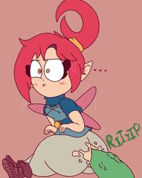 ... 1boy 1girls ass big_ass big_penis boots clothed clothed_sex clothing disembodied_penis fairy female hair hair_ornament lissi male penetration penis pointy_ears rebb_(series) red_hair shortstack sweat sweatdrop through_clothes torn_clothes torn_legwear torn_pants wings yellow_eyes