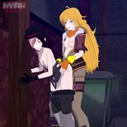 3d animated blonde_hair futa_on_female futanari multicolored_hair neo_(rwby) nyahs_smut rwby tagme video yang_xiao_long