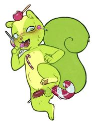 anal anal_fluids anal_masturbation anal_penetration anonpupb anthro anus balls blush bodily_fluids buckteeth candy candy_cane candy_cane_in_ass dessert digital_media_(artwork) erection feet fingers food fur genital_fluids genitals green_body green_fur happy_tree_friends hi_res holding_candy holding_food holding_lollipop holding_object improvised_dildo improvised_sex_toy leaking_precum licking_lollipop lollipop male mammal masturbation nutty_(htf) object_in_ass open_mouth pawpads penetration penile penis precum precum_string rodent saliva saliva_string sciurid sex_toy simple_background solo sweat sweatdrop tail teeth toes tongue tongue_out toying_self tree_squirrel
