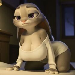 1boy1girl 1girls ai_generated animated anthro big_breasts breast_grab bunny bunny_girl cleavage disney female furry furry_female grabbing_another's_breast grabbing_breasts grey_fur huge_breasts judy_hopps no_sound palewdis surprised tagme video zootopia zootropolis