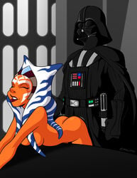 1boy 1girls ahsoka_tano alien alien_girl ambiguous_penetration anakin_skywalker armor artist_name ass bend_over_table bending_forward bending_over bold-n-brash breasts closed_eyes clothed_male clothed_male_nude_female clothing cyborg darth_vader doggy_style duo face_tattoo faceless_male facial_markings female from_behind happy headband helmet indoors interspecies leaning_forward leaning_on_table lekku lightsaber lightsaber_hilt lipstick male nude nude_female orange_skin penetration sex shaking_ass shaking_butt signature smile star_wars star_wars_rebels straight straight_sex table tattoo togruta watermark