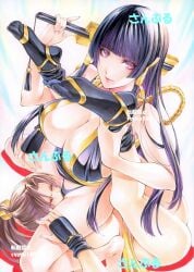 2girls ass big_breasts breasts brown_eyes brown_hair catfight dead_or_alive defeated defeated_female defeated_heroine exposed_breasts fatal_fury female female_only king_of_fighters kunoichi long_hair mai_shiranui maruto_(marutohonpo) ninja ponytail ryona yqgkg wrestling nyotengu black_hair black_eyes