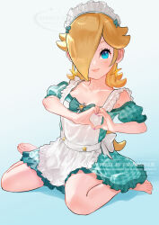 princess_rosalina mario_(series) super_mario_bros. nintendo super_mario_galaxy 1girls pinup maid maid_headdress maid_uniform maid_outfit thighs kurere1202 looking_at_viewer cleavage cleavage_cutout breasts tits boobs variant_set variant female