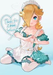 1girls boobs breasts cleavage cleavage_cutout female garter_straps kurere1202 looking_at_viewer maid maid_headdress maid_outfit maid_uniform mario_(series) nintendo pinup princess_rosalina stockings super_mario_bros. super_mario_galaxy thigh_highs thighhighs thighs tits variant variant_set