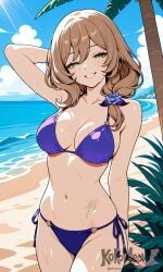 artist:kokomeow genshin_impact lisa_(genshin_impact) 1girl solo breasts large_breasts nipples areolae ass pussy nude completely_nude uncensored nsfw hentai blush curvy thick_thighs wide_hips thighs navel long_hair looking_at_viewer smile seductive open_mouth full_body high_resolution highly_detailed simple_background rule34 ai_generated patreon
