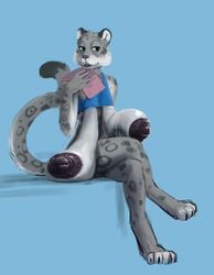 2020 anthro areola big_breasts breasts digital_media_(artwork) felid female hi_res huge_breasts mammal mature_female nib-roc nipples pantherine sagging_breasts simple_background snow_leopard solo what