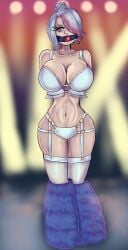 bdsm tagme meg_(fnafhs) fhs fnafhs fhsz3r0 darkeug white_hair solo_female only_female tied_up bra semi_clothed gagged