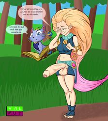 big_penis colored_hair feline futa_only futanari league_of_legends long_hair portuguese portuguese_text riot_games valmut yuumi_(lol) zoe_(league_of_legends)