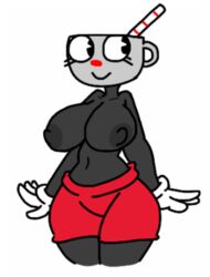 1girls anthro big_breasts bottomwear breasts casual colored cuphead cuphead_(game) dark_skin detnox edit female handwear pornthiccs45 recolor rule_63 shorts topless topless_female