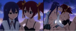 2futas chelia_blendy cum fairy_tail futa_only futa_sans_balls futanari hand_holding handjob intersex kissing multiple_futa mutual_masturbation neeba panels partially_clothed saliva wendy_marvell whentai