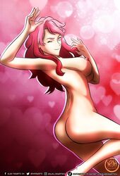 big_breasts black_clover dhfanarts naked pink_hair simple_background vanessa_enoteca