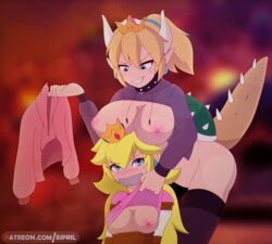 2girls animated areolae ass assisted_exposure bangs black_legwear blonde_hair blue_eyes blush bondage bowsette breasts breasts_on_head choker cleavage crown domination duct_tape duo earrings eipril evil_grin female female_only femdom femsub functionally_nude gag gagged genderswap genderswap_(mtf) hair_between_eyes hoodie horns huge_breasts human humanoid humanoidized legwear long_hair mario_(series) medium_breasts multiple_girls new_super_mario_bros._u_deluxe nintendo nipples no_bra one_breast_out pointy_ears ponytail princess_peach puffy_nipples rope_bondage rule_63 sharp_teeth shirt_grab shirt_lift shrug_(clothing) spiked_shell spiked_tail super_crown super_mario_bros. tail tape tape_gag taped_mouth thighhighs twitter_hoodie url very_long_hair