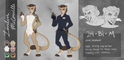 angry animal_genitalia anonymous_artist anthro balls bored cigarette clothed clothing cougar felid feline fingerless_gloves fully_clothed genitals gloves handwear linden_mcconville_(character) male mammal model_sheet nude sheath tools uniform wrench