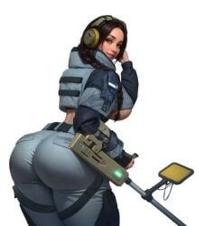 britney_(lust_goddess) lust_goddess big_breasts big_boobs big_boobies big_tits big_titties braided_hair salute headphones wide_hips thick_thighs thick_legs waist hourglass_figure transparent_background ai_generated big_ass big_butt big_booty giant_booty huge_butt huge_buttocks