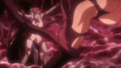 anal anal_penetration animated animated_gif ass birthing black_hair breasts mahou_shoujo_isuka nipples pink_hair pussy restrained tentacle tentacle_sex vaginal_penetration