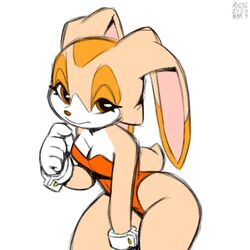 1:1 1girls 2020 aged_up breasts cleavage clothed clothing cream_the_rabbit dipstick_ears female female_focus female_only fully_clothed fur furry furry_only lagomorph leporid looking_at_viewer mammal multicolored_ears rabbit sega simple_background small_breasts solo sonic_(series) sonic_the_hedgehog_(series) tail tan_body tan_fur thick_thighs thighs xylas