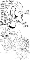 1:2 2020 absurd_res alicorn angry anus broken_horn dialogue dock duo english_text equid facesitting female feral friendship_is_magic genitals hair hi_res horn looking_at_viewer mammal masturbation monochrome my_little_pony my_little_pony_the_movie pussy smug tempest_shadow_(mlp) text tjpones twilight_sparkle_(mlp) unicorn wings