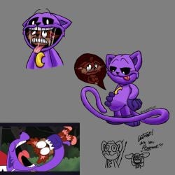 1:1 anthro belly catnap_(poppy_playtime) dogday_(poppy_playtime) giblet giblet_(poppy_playtime) hi_res inubis male male/male mob_entertainment multiple_angles open_mouth poppy_playtime safe_vore smiling_critters vore