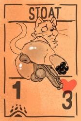 naughtymoff stoat_(inscryption) inscryption stoat 1boy 2d text english_text playing_card card no_sex male solo solo_male male_only nonhuman furry furry_male furry_only nude naked looking_at_viewer ass big_ass thick_ass anus puffy_anus balls ballsack big_balls genitals paws barefoot penis big_penis huge_penis tail
