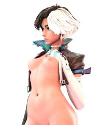 1_female 3d 3d_(artwork) 3d_render belly belly_button bellybutton boobs curvaceous curvy curvy_figure female_torso looking_away looking_away_from_viewer luna_snow luna_snow_(marvel_rivals) marvel marvel_rivals midriff naked naked_female render simple_render zazkinkart