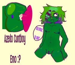 1cuntboy , 1boy 1boy1cuntboy azedo pussy pussy_lips green_skin small_breasts small_breasted_femboy emo self_insert self_ship vaginal_penetration vaginal_sex