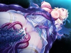 1girl blonde_hair breasts breasts_out censored cum cum_in_pussy detached_sleeves dress eaten_then_fucked female_prey funamushi_(funa) game_asset head_back inside_creature interspecies kagurazaka_miyu large_breasts monster monster_on_female mosaic_censoring night nipples non-web_source official_art open_mouth panties prism_saber_gerda pussy rape restrained saliva self-datamine shugo_seijo_prism_saber solo sweat tentacle_sex tentacles thighhighs torn_clothes torn_panties underwear vaginal vaginal_penetration variant_set visual_novel_cg vore white_thighhighs x-ray