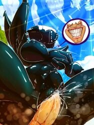 1boy 1girls 78_g00n 87_g0d abs beach breasts burgerpants clitoris cum_in_pussy cum_inside deltarune head_thrown_back holding_breast nude penis public_nudity public_sex roaring_knight tongue_out undertale_(series) vaginal_penetration