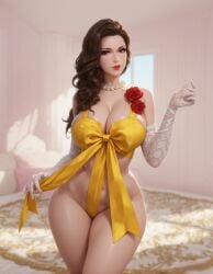 1girls ai_assisted ai_generated asymmetrical_hair bow_bra bridal_gauntlets brown_eyes brunette_hair cleavage eyelashes female flower_accessory front-tie_top hair_over_one_breast hair_over_shoulder holding_clothing hourglass_figure indoors inviting lace_gloves large_breasts light-skinned_female lipstick long_gloves long_hair looking_at_viewer loose_hair luxurious luxury narrow_waist no_panties pearl_necklace pelvic_line rgomez007 ribbon ribbon_bra ribbons rose rose_(flower) seductive_look self_upload sheer_gloves slight_smile solo_female stable_diffusion standing thick_eyelashes thick_thighs undressing untying wide_hips window window_light yellow_clothing