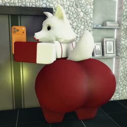 1boy 3d animated anthro arctic_fox arctic_fox_head_(roblox) ass big_ass big_butt bubble_ass bubble_butt clothed clothing crossdressing dress enormous_ass enormous_butt femboy fox holding_phone huge_ass huge_butt indoors large_ass large_butt lipstick looking_at_viewer male male_only massive_ass massive_butt muitetul no_sound phone red_dress roblox robloxian tagme tail thick_thighs tight_clothing twerking video white_fur