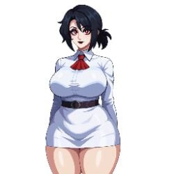 astrid_(starmaker_story) big_breasts black_hair red_eyes starmaker_story white_dress