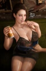 3d 3d_(artwork) blender_(software) bra drunk drunk_female faceless_male flashing jill_valentine jill_valentine_(sasha_zotova) large_breasts resident_evil resident_evil_3 smitty34 tagme top_pulled_down topless voluptuous