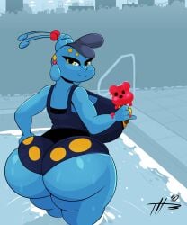 thehoneybutter pokemon pokemon_(species) legendary_pokemon mythical_pokemon manaphy female anthro anthropomorphic pokemorph pokegal pokegirl pokegirl_as_pokemon boobs breasts ice_block ice_cream pool swimming_pool thick thicc ass butt booty buttocks butthole asshole fatass looking_at_viewer looking_back big_butt big_booty big_ass big_boobs big_breasts cascada_(svric) sexy nsfw swimming water standing_on_water