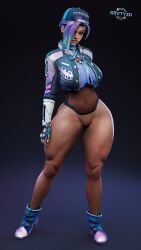 1girls 3d 3d_(artwork) antifragile_slay_star artist_name ass ass_focus asymmetrical_bangs backwards_baseball_cap baseball_cap big_ass big_breasts big_butt blizzard_entertainment boots bottomless bottomless_female braid braided_hair breasts bubble_ass bubble_butt collaboration collaboration_skins curvaceous curvy curvy_female curvy_figure ear_piercing face_paint facial_mark fat_ass female female_focus female_only fingerless_gloves footwear from_side full_body gloves grvty3d hat headwear huge_ass human jacket large_ass large_butt latina latina_female le_sserafim long_hair looking_at_viewer looking_back looking_back_at_viewer mexican mexican_female mole mole_under_eye multicolored_hair overwatch overwatch_2 purple_eyes purple_hair shiny_skin side_view simple_background solo solo_female solo_focus sombra standing voluptuous voluptuous_female wide_hips