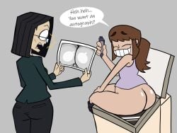 2girls ass bottomless female mr._skeliebones photocopier pussy shocked tagme text