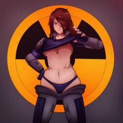 3d_realms blue_eyes bombshell_(series) brown_hair female ion_fury panties shelly_harrison sineva teasing