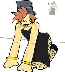 1girls black_dress clothed dress jujutsu_shenanigans modakawa_dress on_knees pearl_necklace reference_image reupload roblox roblox_avatar roblox_game robloxian rykarudraws tagme tze_(roblox) watermark