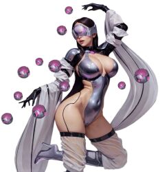 ai_generated big_boobs big_breasts floating lust_goddess mask masked_female shiny_clothes transparent_background vespina_(lust_goddess)