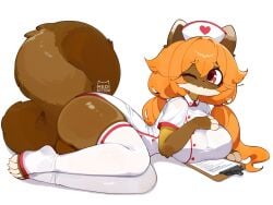 medikitten 2025 tagme 1girls anthro furry furry_only furry_female female female_only clothing clothed nurse nurse_cap nurse_uniform squirrel squirrel_tail squirrel_girl