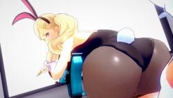 1boy 3d 3d_(artwork) 3d_animation 3d_model animated ann_takamaki ass atlus big_ass blonde_hair blue_eyes bouncing_ass bunny_ears bunny_tail bunnysuit cum cum_inside female koikatsu persona_5 riding riding_penis tagme twintails video yurabe