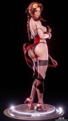 final_fantasy final_fantasy_vii jul3d jul3dnsfw breasts earings highres hi_res blender 3d tits solo nail_polish makeup long_hair female_only female uncensored dress stockings figurine aerith_gainsborough