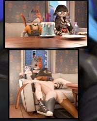 anthro anthro_female anthro_on_anthro beanie birthday birthday_cake bluerender3d calico_cat cat cate_meowdy_(fortnite) clothing coach cousins duo duo_female duo_focus feline female female/female female_anthro female_focus female_only fortnite fortnite:_battle_royale incest lesbian licking_pussy living_room malakisuglypotato_(artlist) meow_skulls_(fortnite) willsmiththeslappers